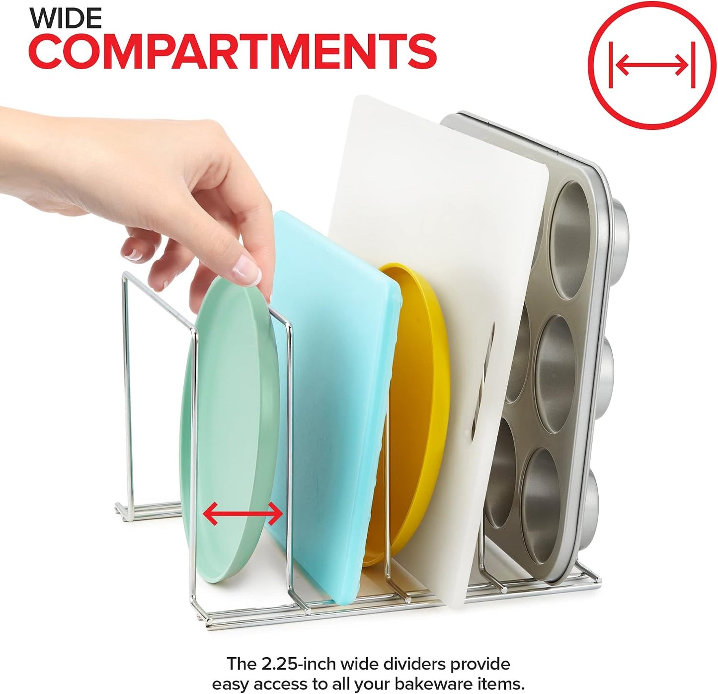 Stock Your Home Kitchen Cabinet Organizer, White (2 Pack) Steel Baking Sheet Holder with 4 Slots for Cabinet, Bakeware Organizer, Divider for Cutting Boards, Pot Lids, Pan Lids, Cookie Sheets