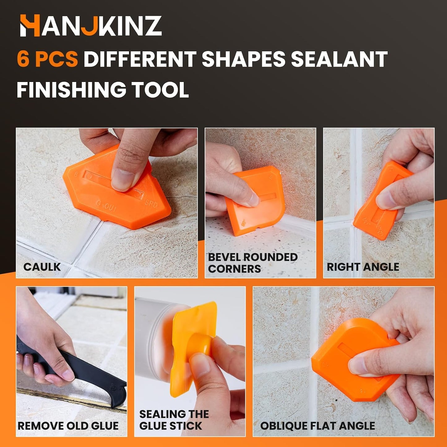 3 in 1 Silicone Caulking Tools, 12pack | Stainless Steelhead, Caulk Remover Tool Kit, Replace Silicone Pads and Caulk Finishing Tools, for Kitchen, Bathroom