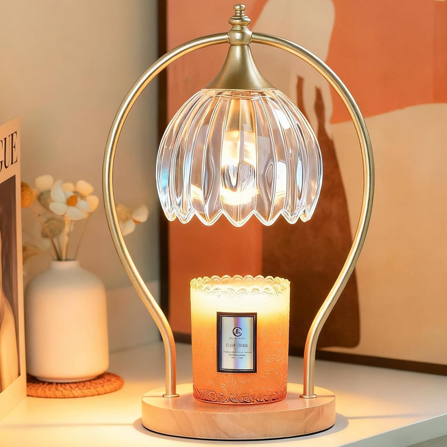 GOODBUY Candle Warmer Lamp with Timer Dimmable: Electric Candle Warmer Birthday Gifts for Women Mom - Candle Lamp Warmer House Warming Gifts New Home Decor - Wax Warmer for Jar Candles with 2 Bulbs