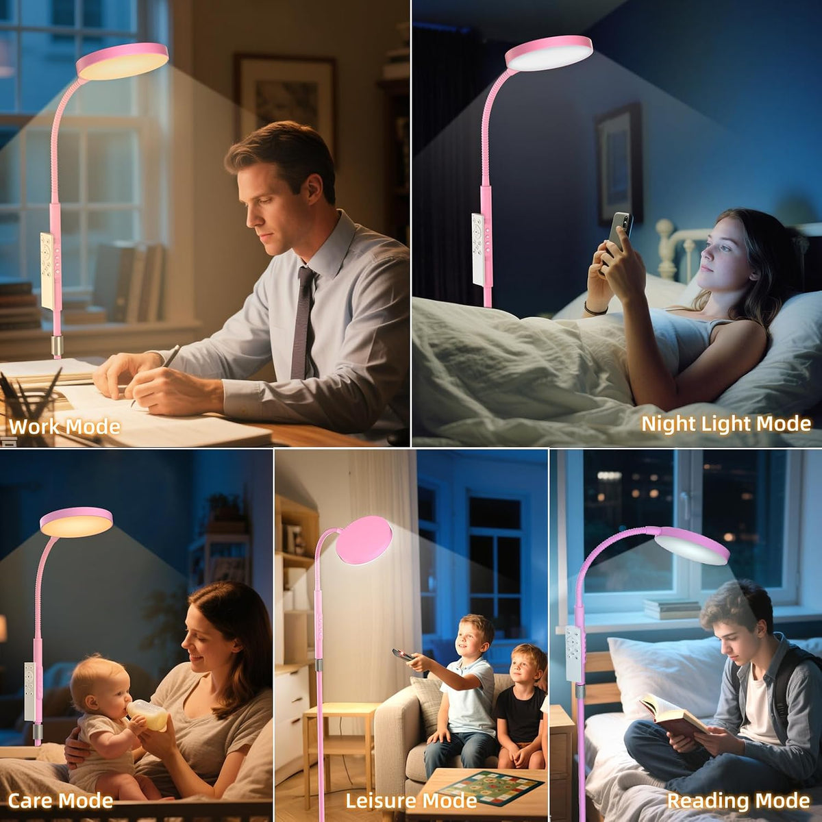 PACOVY Floor Lamp, Adjustable Height Floor Lamps for Living Room Bedroom, 120 LED Super Bright Standing Lamp Remote & Touch Control Dimmable Gooseneck Tall Stand Reading Lamp for Office Craft, Black