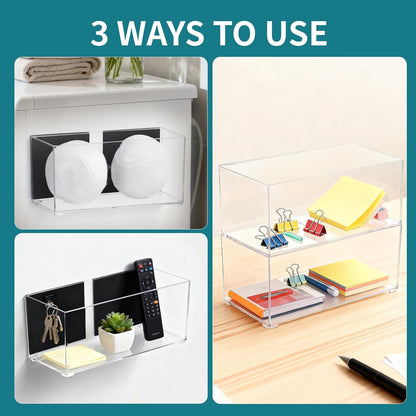 Magnetic Dryer Ball Holder for Laundry Room Organization, Clear Lint Bin with Adhesive Hook, Iron Dryer Ball Container Box for Laundry Room, Office, Bathroom & Craft Supplies, 1Pcs