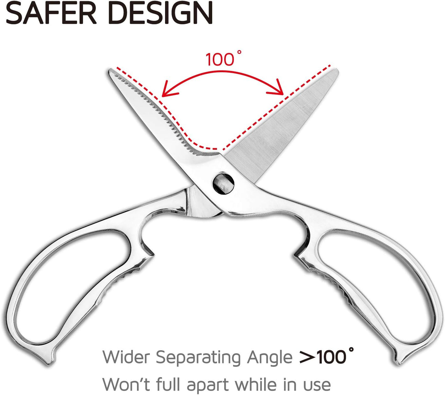 Multipurpose Kitchen Shears by WELLSTAR, Come Apart Heavy Duty German Stainless Steel Food Scissors for Cutting Meat Poultry Chicken Vegetable, Plus Handy Onion Slicing Holder, Gift Box Pack