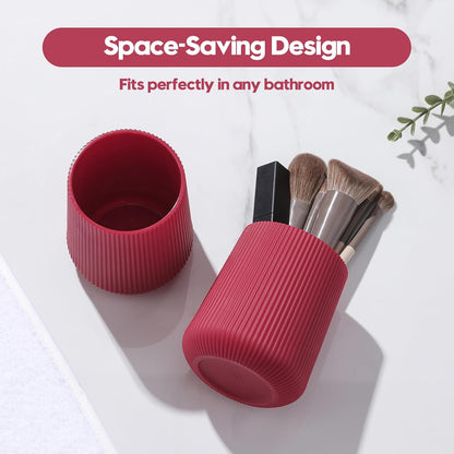 YAUKPH Black Striped Toothbrush Holder | for Electric Toothbrushes Bathroom Organizer Cup for Toothpaste Kids & Adults