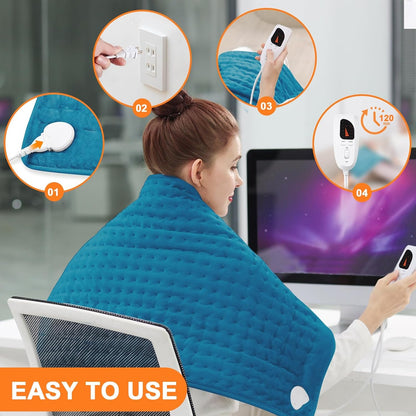 Heating Pad,Heated Blanket,Heating Pad for Back Neck,Grey,24x12 Inch | Electric Heating Pad,Dry/Moist Heat Heating Pads,Heating Pads for Shoulder,Abdomen,Heat Pad for Women Men,Birthday Gift