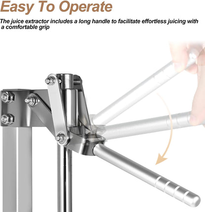 Stainless Steel Manual Lemon Squeezer Press, Heavy Duty Nut & Lemon Smasher Machine, Orange Citrus Fruit Juicer Crusher with Labor-Saving Handle & Suction Cups for Fruit Nut