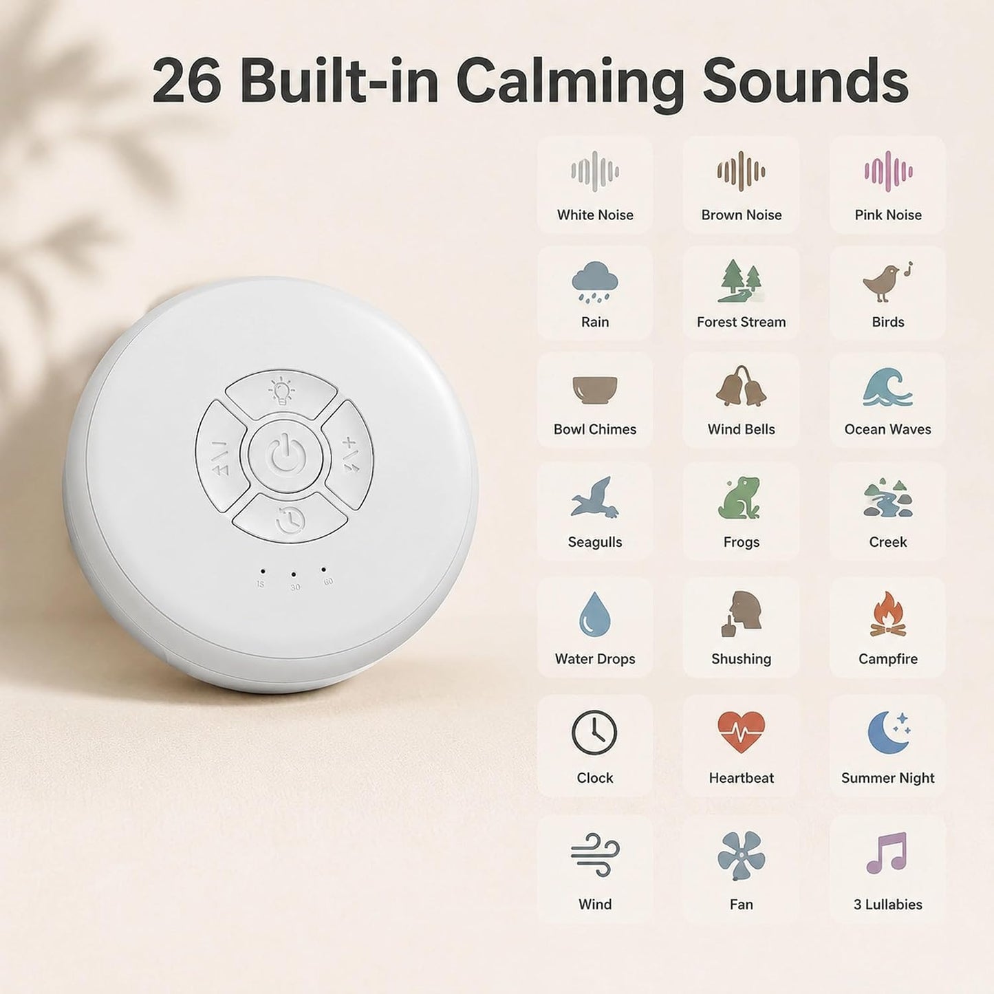 White Noise Sound Machine with Night Light for Sleep Adults Baby | Portable Sound Machine for Travel Office Home Yoga Meditation 26 Soothing Sounds 3 Timers Memory Function Blue