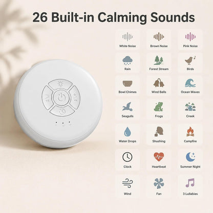 White Noise Sound Machine with Night Light for Sleep Adults Baby | Portable Sound Machine for Travel Office Home Yoga Meditation 26 Soothing Sounds 3 Timers Memory Function Blue