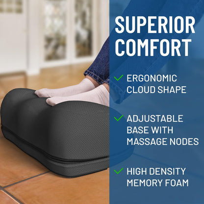 Everlasting Comfort Foot Rest for Under Desk at Work - Memory Foam Office Foot Stool & Under Desk Footrest Leg Elevation Pillow for Gaming & Home Office, Supports Posture