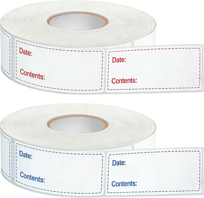 1000pcs Food Labels, AIMEIKI 1 x 3 Inch Removable Date Stickers Freezer Labels for Food Containers, Easy to Write-On & No Residue (2 Rolls)