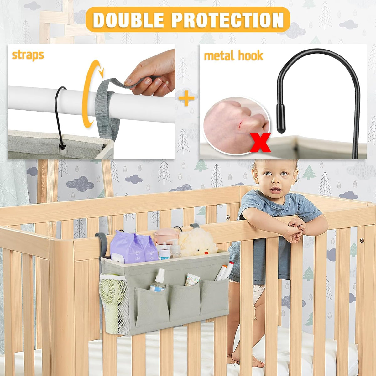 Lilithye Bedside Caddy, Bedside Storage Bag Hanging Organizer for Bunk Bed