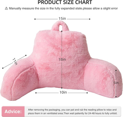 Aimuan Reading Pillow Bed Rest Wedge Adult Backrest Pillow with Arms Sitting in Bed Cushion Incline Rest Sleeping Pillow for Watching TV/Gaming/Relaxing, Ivory