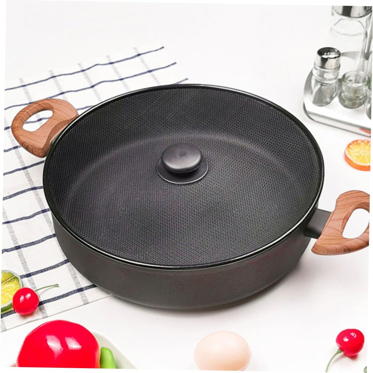 BESPORTBLE Grease Splatter Screen for Frying Pan Cooking Splatter Screen 11.41 X 11.41 X 1.18 in Oil Splash Guard for Pots Skillets and Woks Mesh Cover for Stove Top Cooking