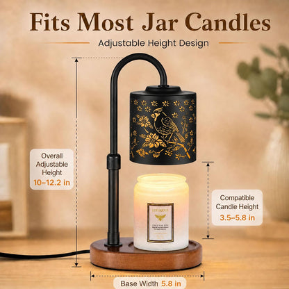 Dimmable Candle Warmer Lamp with Timer Adjustable Height for Scented Jar Candles Electric Candle Wax Melt Warmer for Home Decor Christmas Birthday Gifts for Women Mom(Hummingbird)