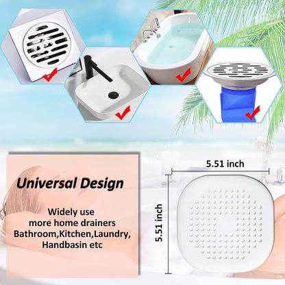 Bovinde Hair Drain Catcher,Square Cover for Shower 2 Pack (Black) | Drainer Cover Silicone Hair Stopper with Suction Cups,Protector Accessories,Easy to Install Suit for Bathroom,Bathtub,Sink