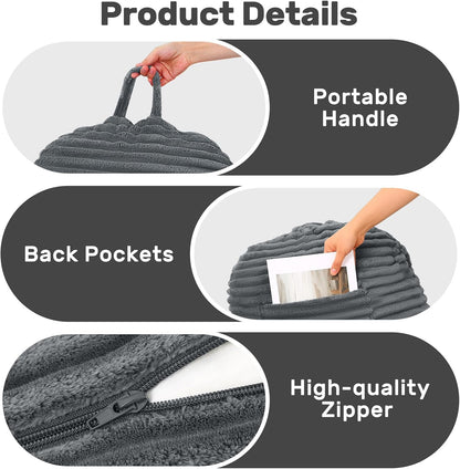 Reading Pillow for Bed, Backrest Pillow with Arms for Adult | Bed Pillow for Sitting Up, Back Support Pillows for Sleeping, Reading and Gaming with Shredded Memory Foam, Gray