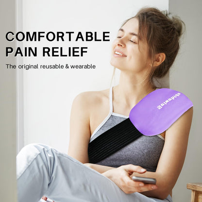 Ice Packs for Injuries Reusable Gel 2 Hot Cold Compress Therapy Pack with Adjustable Strap Soft Ice Wraps for Ankle Knee Leg Neck Shoulder Wrist Feet Back Pain Relief (Purple, Medium 10 x 5.5 Inch)