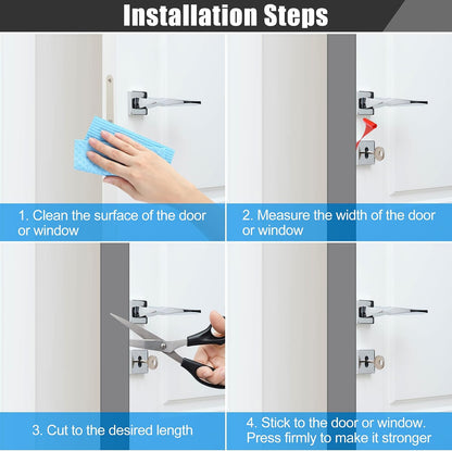 Draft Seal Tape for Doors and Windows 2 in x 20 Ft Silicone Weather Stripping Extra Thick 2mm Door Seal Strip with Strong Adhesive Draft Insulation Stopper Side Seal - Clear