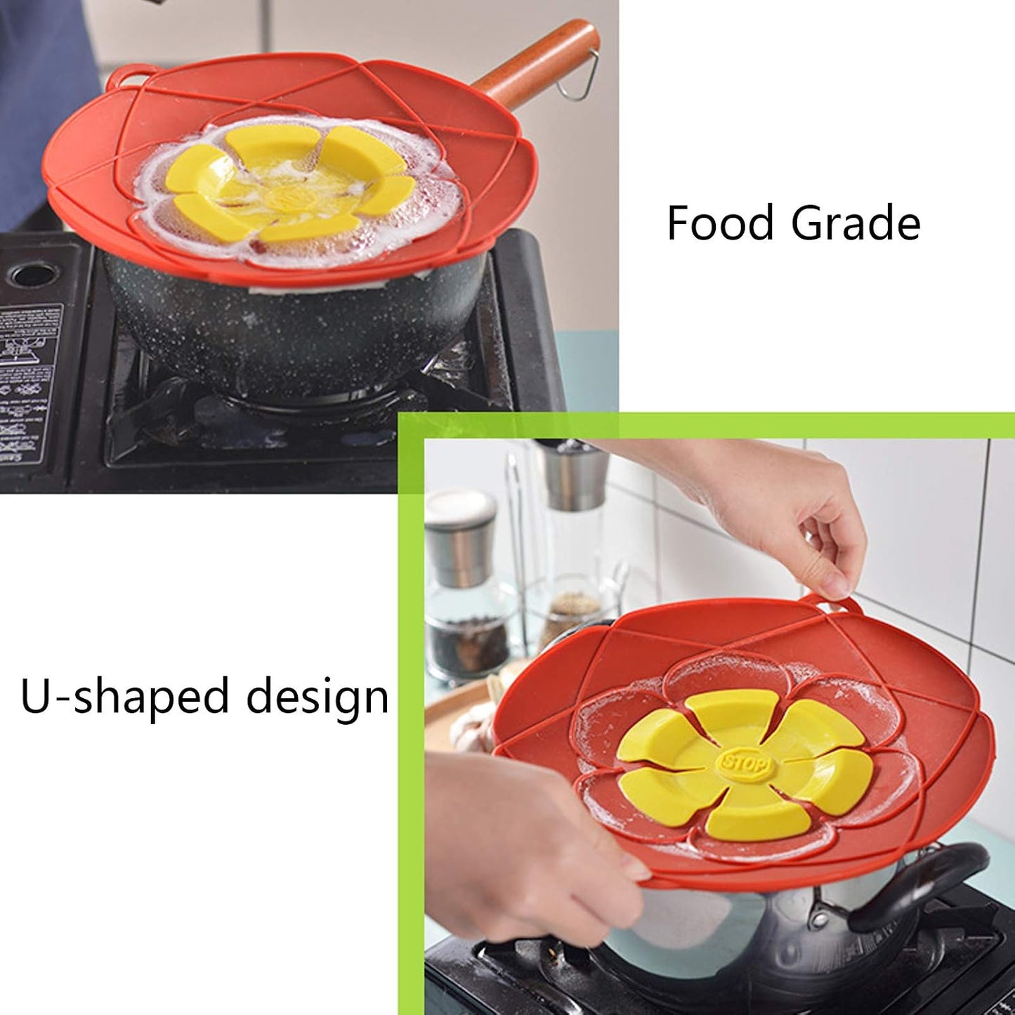 1 Pack Spill Stopper Lid Cover for Pans and Pots Boil, Boil Over Safeguard, Anti Spill Lid Fits Openings 5.5" to 9.5" in Diameter (Green)