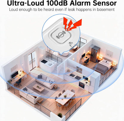 WiFi Water Leak Detectors 100dB Smart Water Sensor Alarm with 3.22 ft Sensor Cable Triple Detection Mode, with App Remote Monitor, Wireless Tank Level Monitor for Basement, Kitchen, Bathroom (3pack)