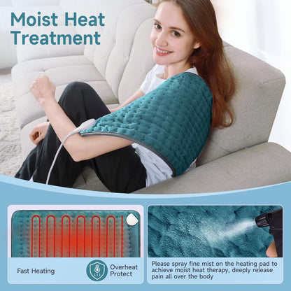 NBKLS Heating Pads for Back Neck Shoulder Pain, Electric Heating Pad Auto Shut Off, Fast Heat, Large Heating Pad Christmas Gift for Women Men, Birthday Gifts for Mom Dad (Blue)