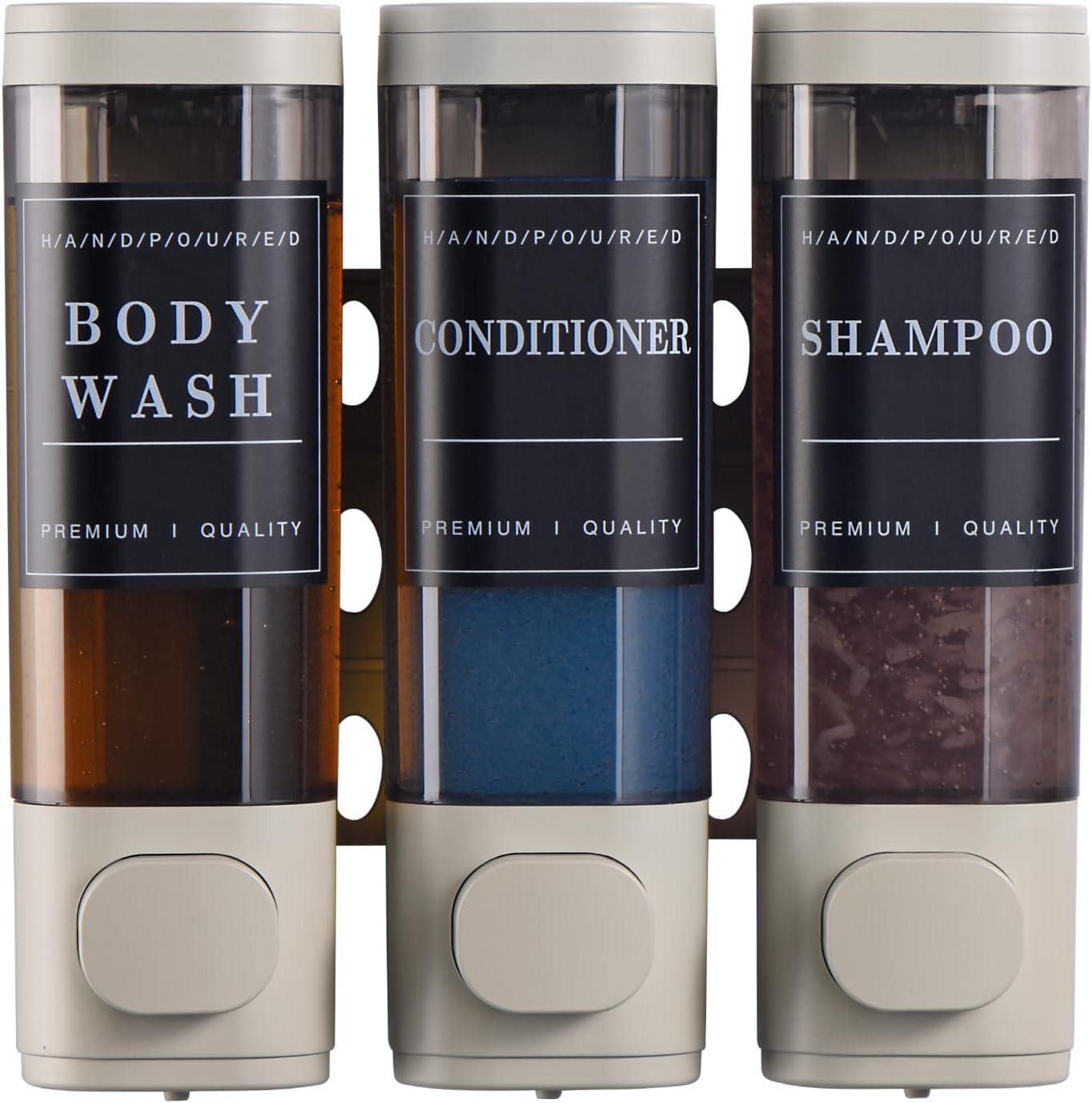 Shampoo and Conditioner Dispenser,Shower Soap Dispenser 3 Chamber No Drill Wall-Mounted Shampoo Dispenser for Shower Wall Mounted Shower Dispenser for Bathroom Hotel Large Capacity,Dark Gray1