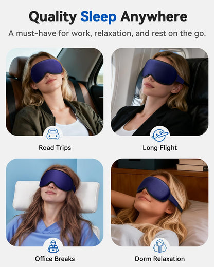 FACEMOON 3D Blackout Weighted Sleep Mask, Airplane Travel & Nurse Essential