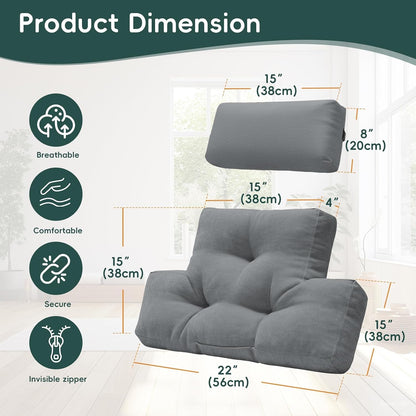 2 Piece Neck Pillow and Lumbar Support Back Cushion Set for Recliner, Beige