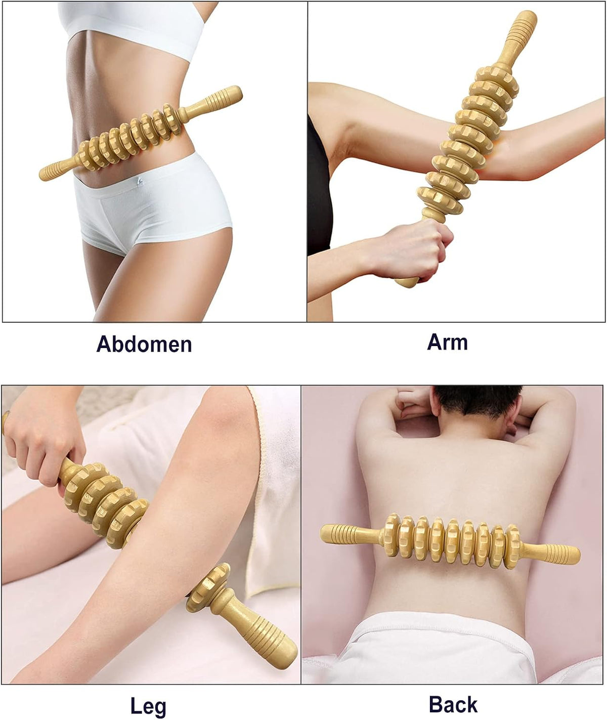 Wood Therapy Massage Tools, Wooden Back Massager Roller Rope