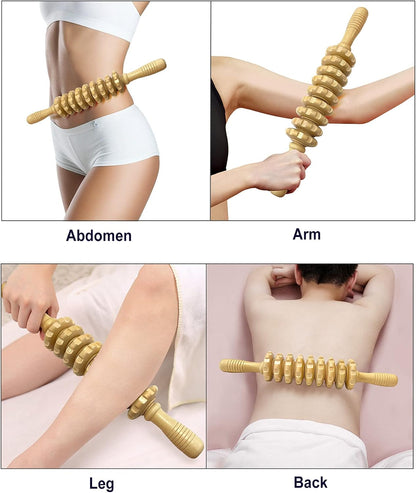 Wood Therapy Massage Tools, Wooden Back Massager Roller Rope