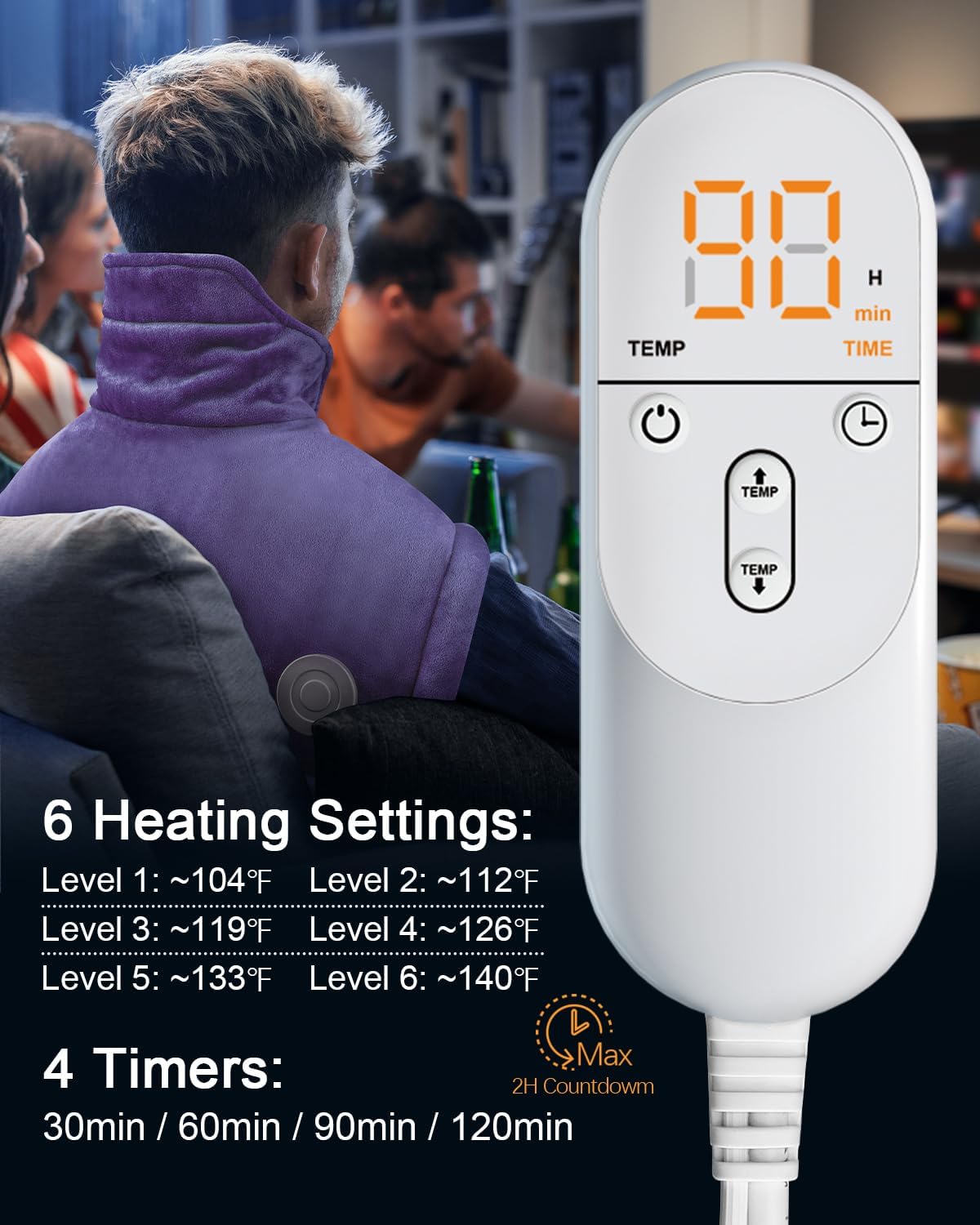 Heating Pad for Neck Shoulders Back, Upgraded PTC+NTC Even Heating, Versatile Electric Heated Neck Wrap for Full-Body Relax, Birthday Gifts for Women Men Mom Dad Wife Husband, ETL Safety Certified