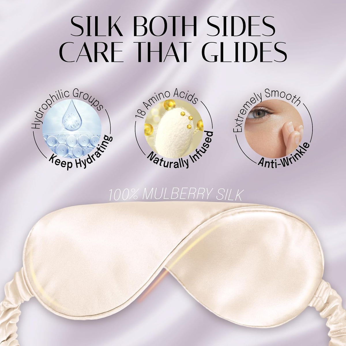 OLESILK 100% Mulberry Silk Sleep Mask for Women - Zero-Pressure Blackout