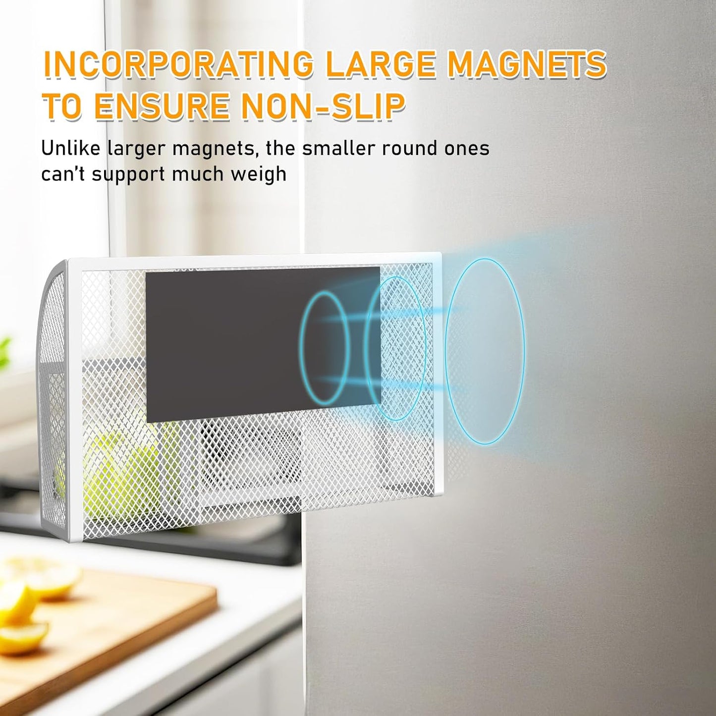 Magnetic Pencil Holder-Magnetic Basket for Fridge 3-Grid Mesh Magnetic Pen Holder for Refrigerator, Extra Strong Magnets Mesh Marker Holder Locker Accessories Organizer for Whiteboard