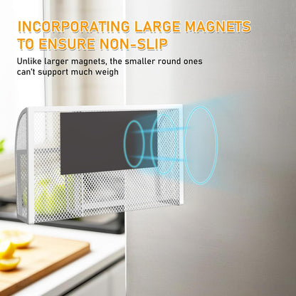 Magnetic Pencil Holder-Magnetic Basket for Fridge 3-Grid Mesh Magnetic Pen Holder for Refrigerator, Extra Strong Magnets Mesh Marker Holder Locker Accessories Organizer for Whiteboard