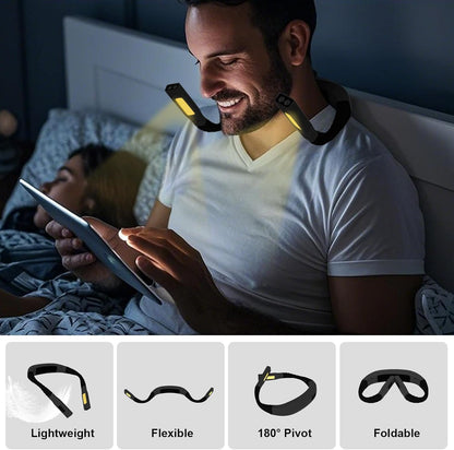Neck Reading Light LED Brightness Rechargeable 10-80Hrs Bendable Book Lamp for Reading in Bed Knitting Camping Repairing Reading Lovers Gifts Black