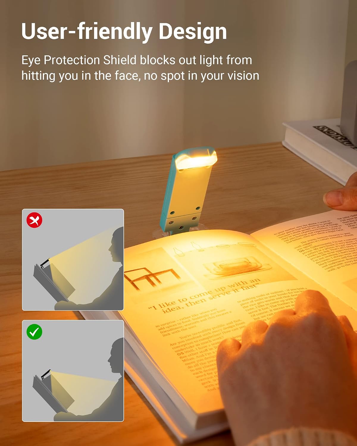 DEWENWILS Book Light, Amber Warm Clip On LED with 3 Adjustable Brightness for Eye Protection, Rechargeable USB Long Lasting Reading Light, Gifts for Bookworms, Kids (Black)