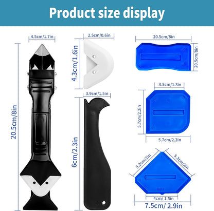 Silicone Caulking Tool Kit，Glass Glue Angle Scraper,Floor Glue Scraper， Caulk Remover Tool, Stainless Steelhead Caulk Remover and Sealant Scraper, Caulk Remover for Kitchen，Bathroom，Window，Joint,