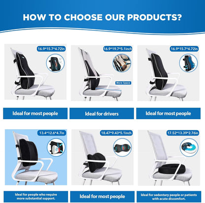Niceeday Lumbar Support Pillow for Office Chair Car Back Support Pillow, Memory Foam Gaming Chair Desk Chair Back Cushion for Lower Back Pain Relief, Ergonomic Back Rest,Office Home Essentials