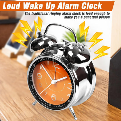 AYRELY® Super Loud Alarm Clock for Heavy Sleepers, 4.5 Inch Twin Bell Retro