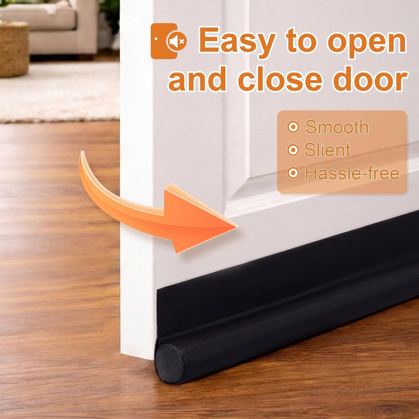 HomeProtect Door Draft Stopper Weather Stripping Door Seal Under Door Sweep Block Cold Air Gaps Front Soundproof Draft Blocker for Bottom of Door Suitable for Interior/Exterior,White