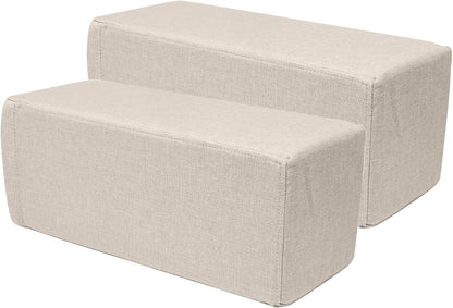 2 Pack Couch Arm Rest Pillow, 6''x6''x20'' Faux Leather Waterproof Cover, High Density Foam Armrest Cushion, Removable & Washable Elbow Support for Sofa, Bed, and Armchair (Medium Grey)