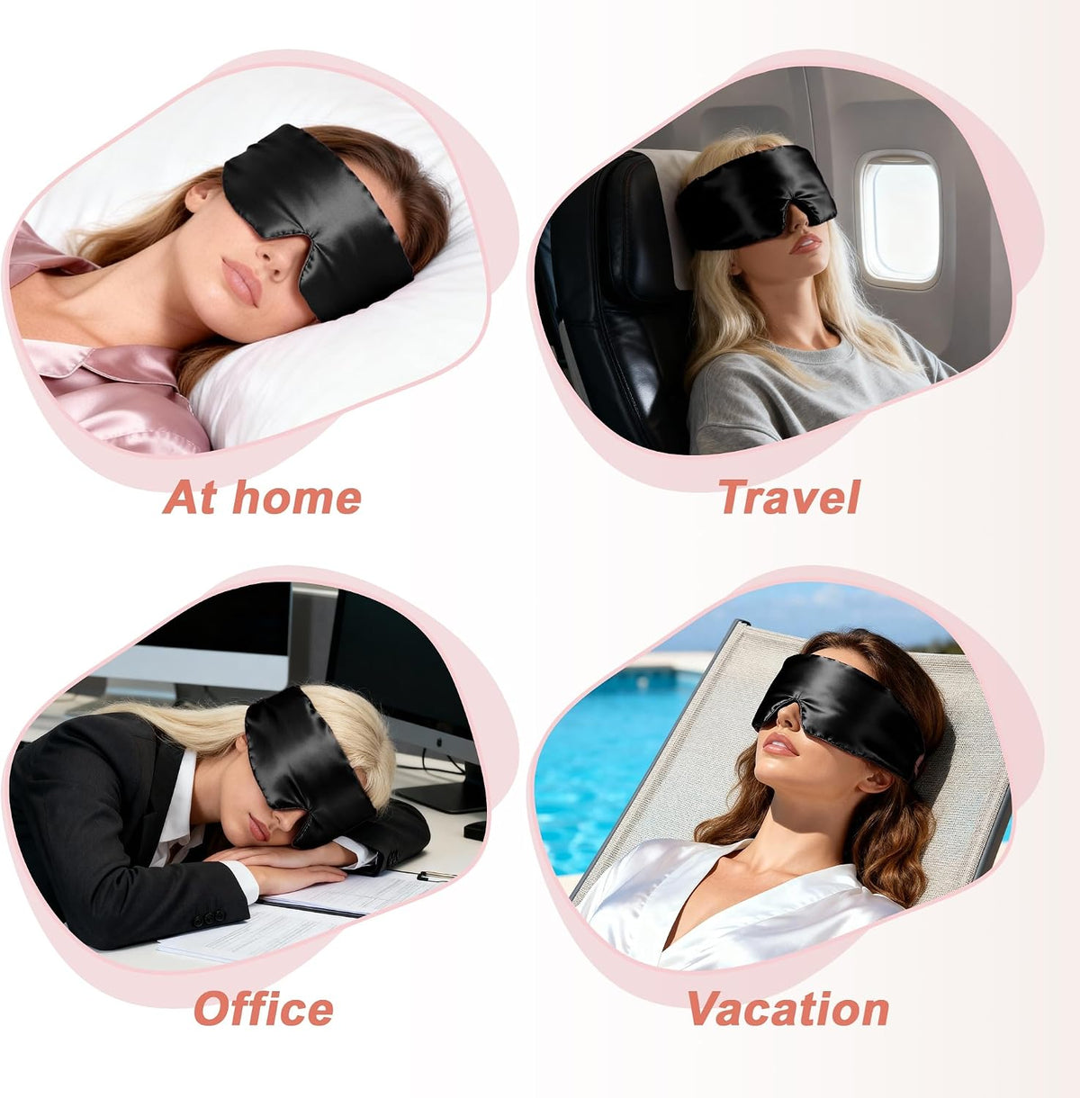VOCOSTE 3D Pure Silk Sleep Mask with Travel Pouch, Black