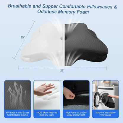 Pain Relief Cervical Pillow for Neck Support, Adjustable Ergonomic Pillow | Cozy Sleeping, Odorless Orthopedic Memory Foam Pillow, Contour Bed Pillow for Side Back Stomach Sleeper
