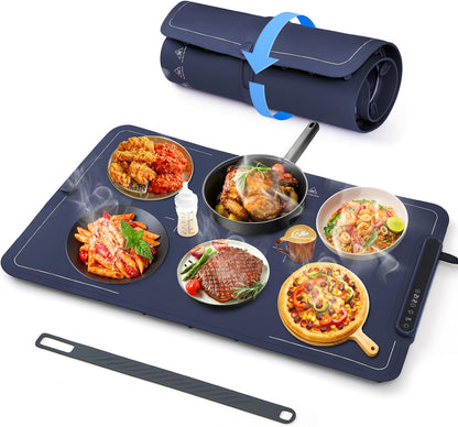 Warming Mat for Food Extra Large- 24"x16" Electric Warming Trays for Buffets Party, Food Warmers for Thanksgiving, Christmas House Warming Gift, Portable Heating Mat with 9 Temp Settings & 6H Timer
