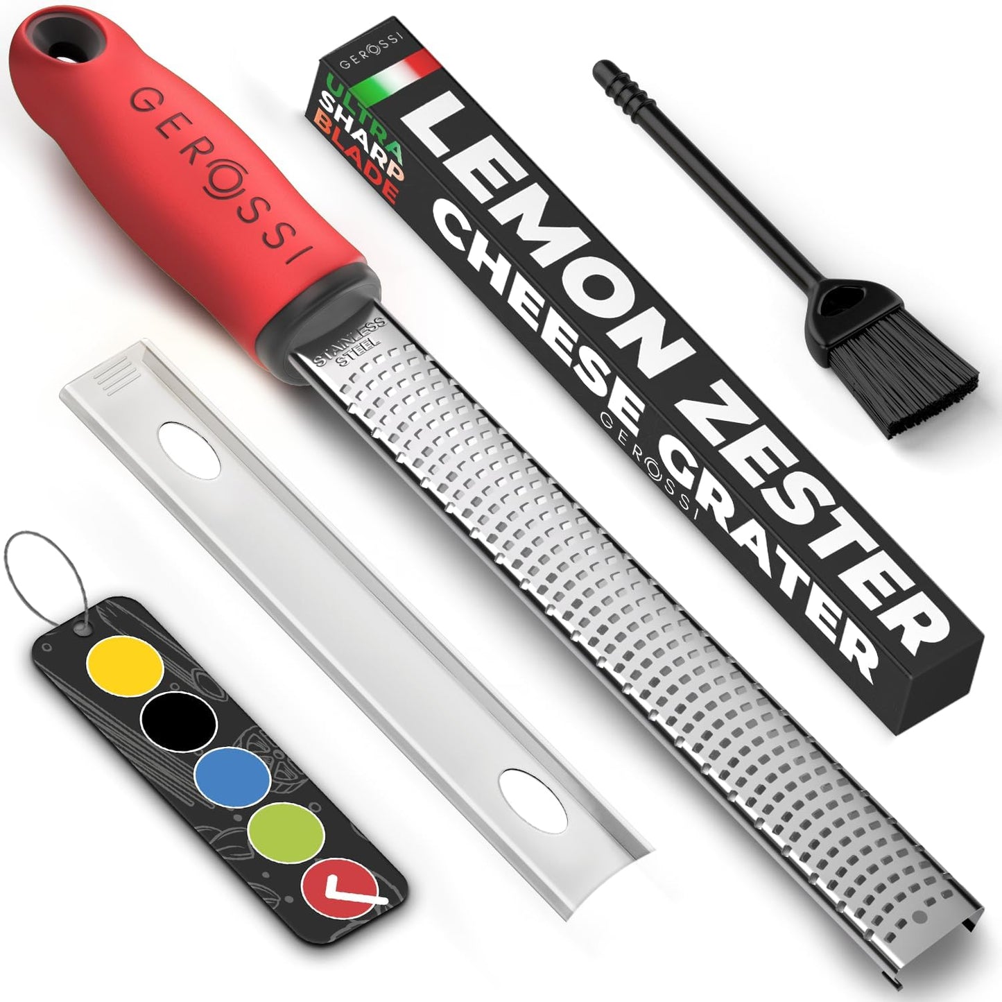 Stainless Steel Cheese Grater & Lemon Zester w/Extra Sharp Blade - Perfect for Lemon, Parmesan, Garlic, Chocolate - Spice Up any Dish in Seconds w/Your Premium Citrus Hand Grater with Handle - Blue