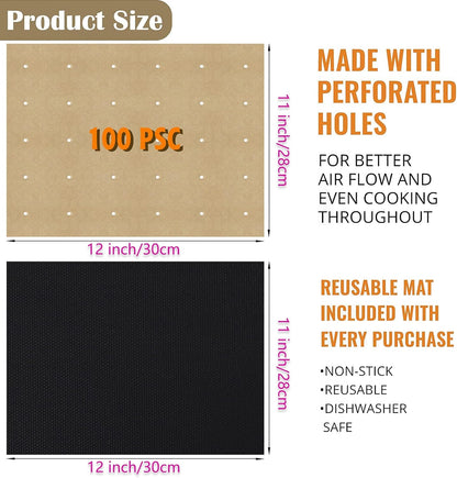 WMKGG Silicone Air Fryer Liners, 2PCS Air Fryer Silicone Liners | Reusable Rectangular Non-Stick Basket Accessories for Ninja Foodi Dual DZ201/DZ401 8-10QT