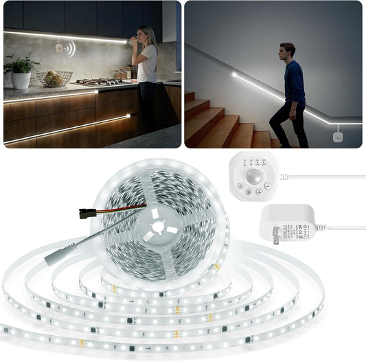 Running Water Flowing LED Strip Light with Motion Sensor 32.8ft 6500K White