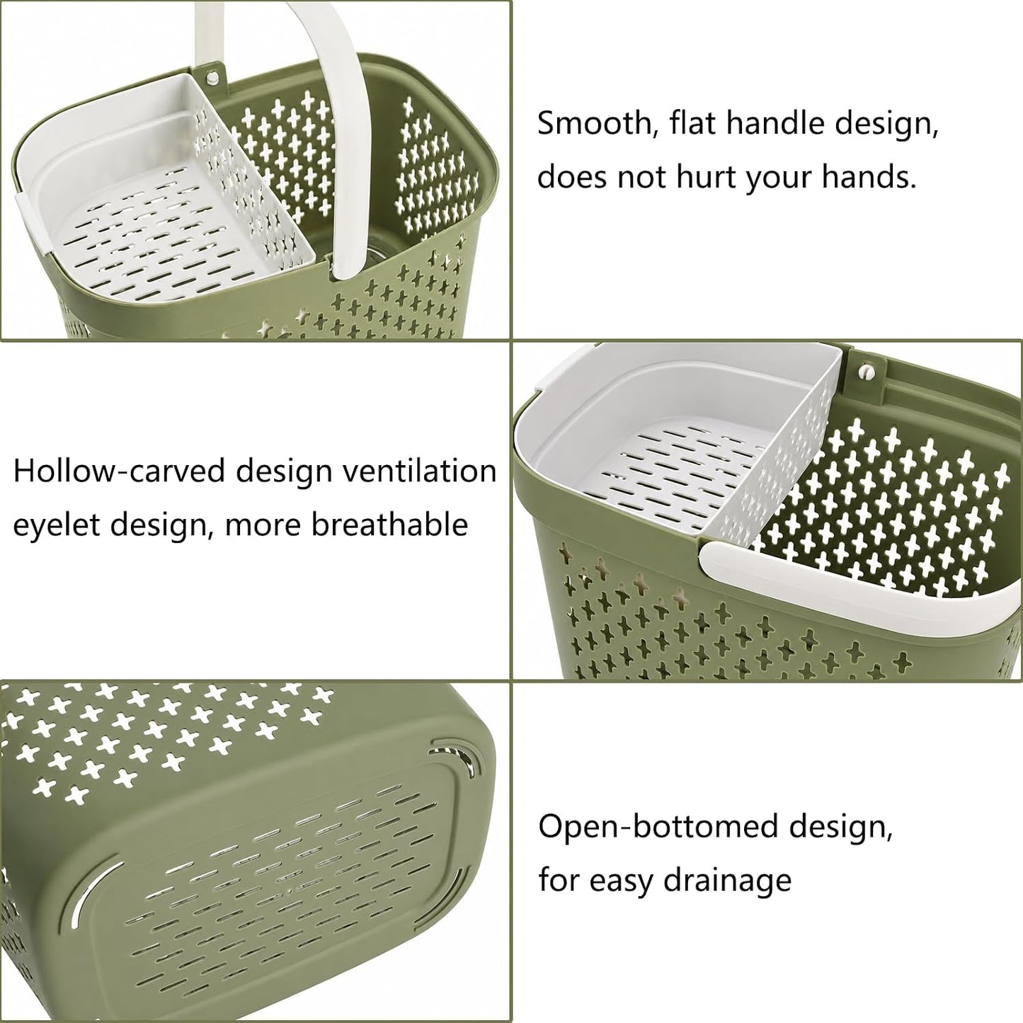 2 Pack Portable Shower Caddy Basket, Plastic Organizer Storage Tote with Handle and Removable Slot, Plastic Storage Caddy Basket for Bathroom, College, Dorm, Camp, Gym, Cleaning Supplies