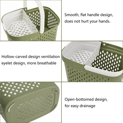 2 Pack Portable Shower Caddy Basket, Plastic Organizer Storage Tote with Handle and Removable Slot, Plastic Storage Caddy Basket for Bathroom, College, Dorm, Camp, Gym, Cleaning Supplies