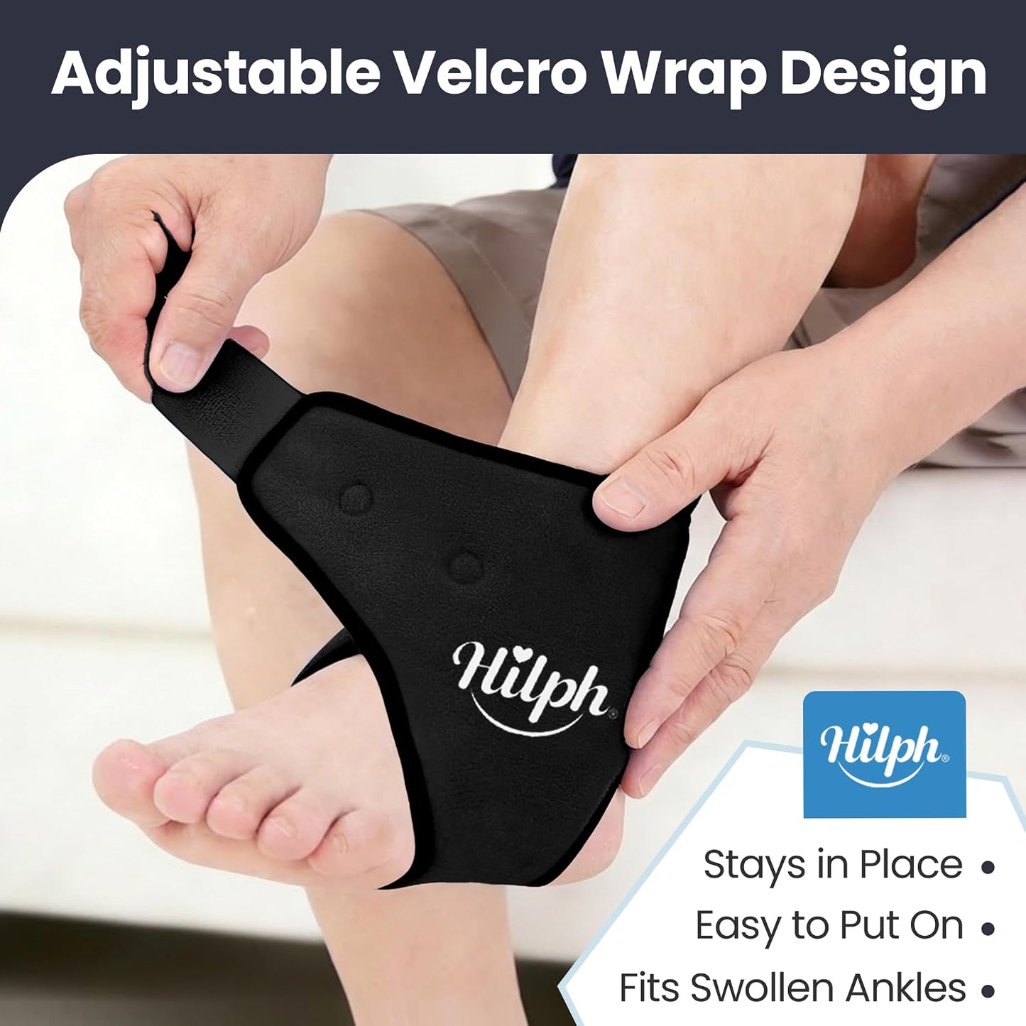 Hilph Ankle Ice Pack Wrap for Swelling, Gel Cold Pack for Ankle Sprained | Easy to Wear, Reusable Hot Cold Compress for Surgery Recovery, Plantar Fasciitis, Foot Pain Relief, Achilles Tendonitis, Blue