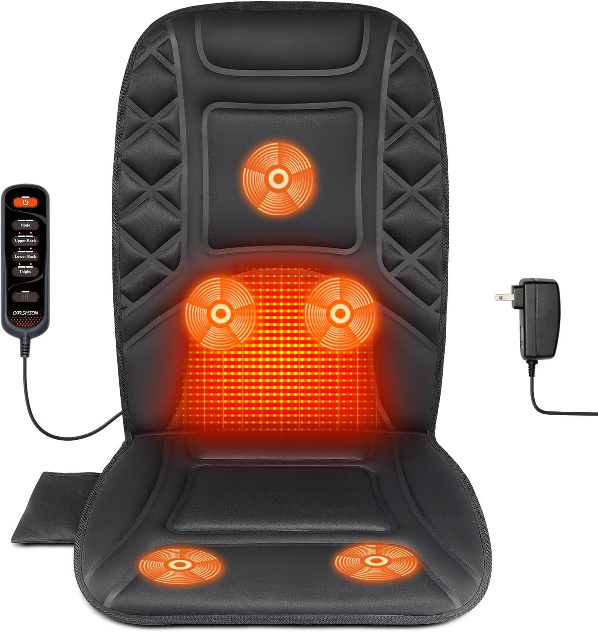CARSHION 10 Vibrating Massage Nodes Back Massager Chair Pad for Pain Relief